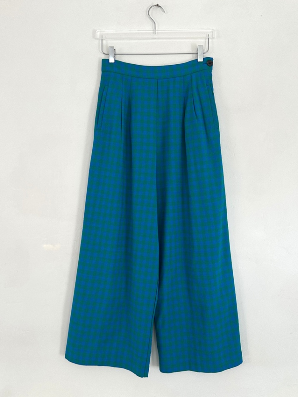 Store No. 6 Kent Pant high waisted plaid blue green maryam nassir zadeh No.6 S